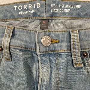 Torrid High-Rise Ankle Crop Classic Denim Jeans - Light Blue